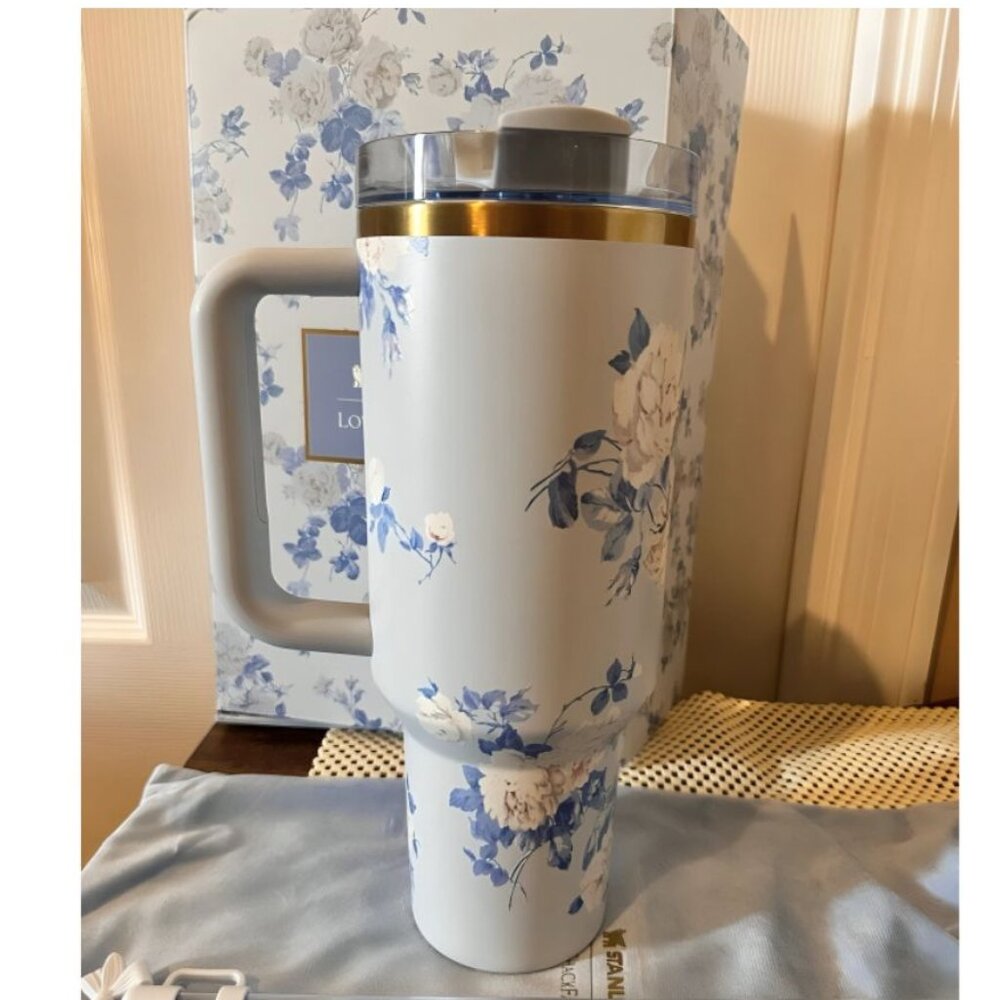 Stanley Quencher 40 oz Tumbler | LoveShackFancy Floral Blue NIB